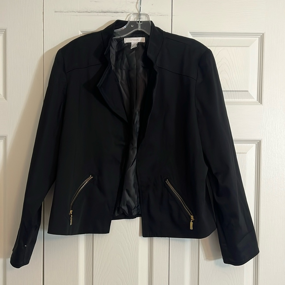 Chico’s Women’s Size 2 Business Casual Jacket with Zipper Pockets Lined  K1